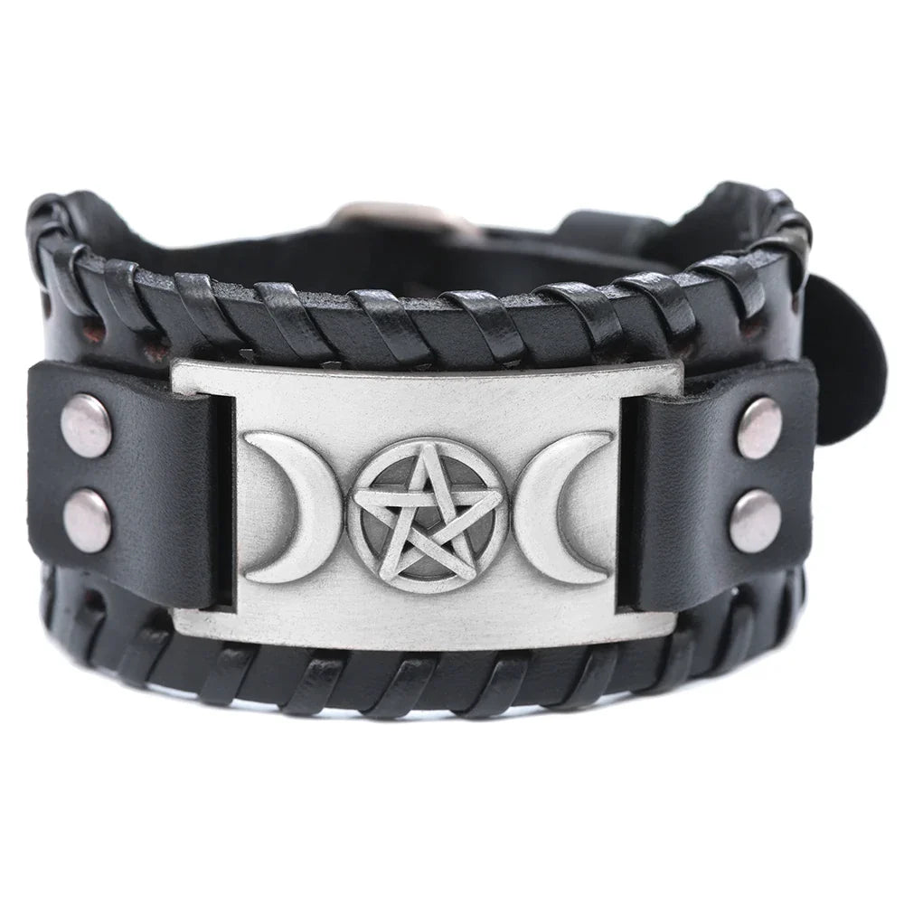 Triple Måne Læderarmbånd Trolddom Wiccan 6