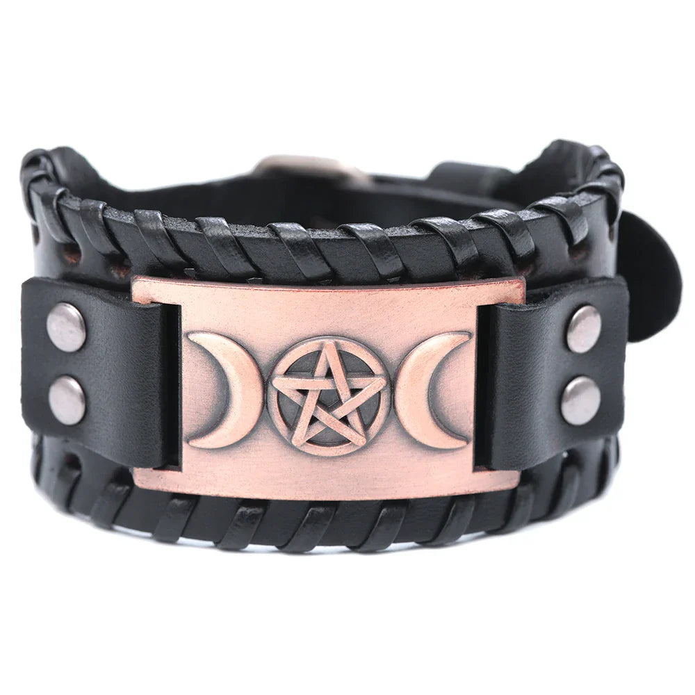 Triple Måne Læderarmbånd Trolddom Wiccan 8