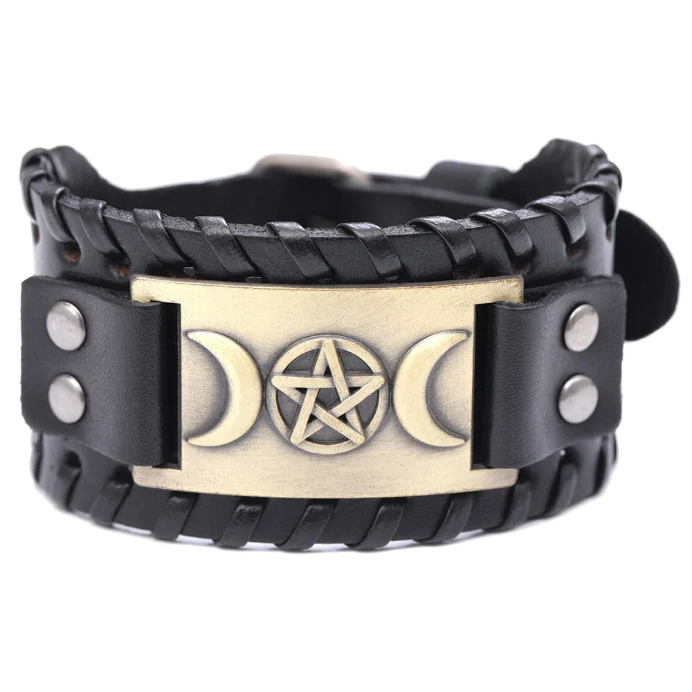 Triple Måne Læderarmbånd Trolddom Wiccan 7