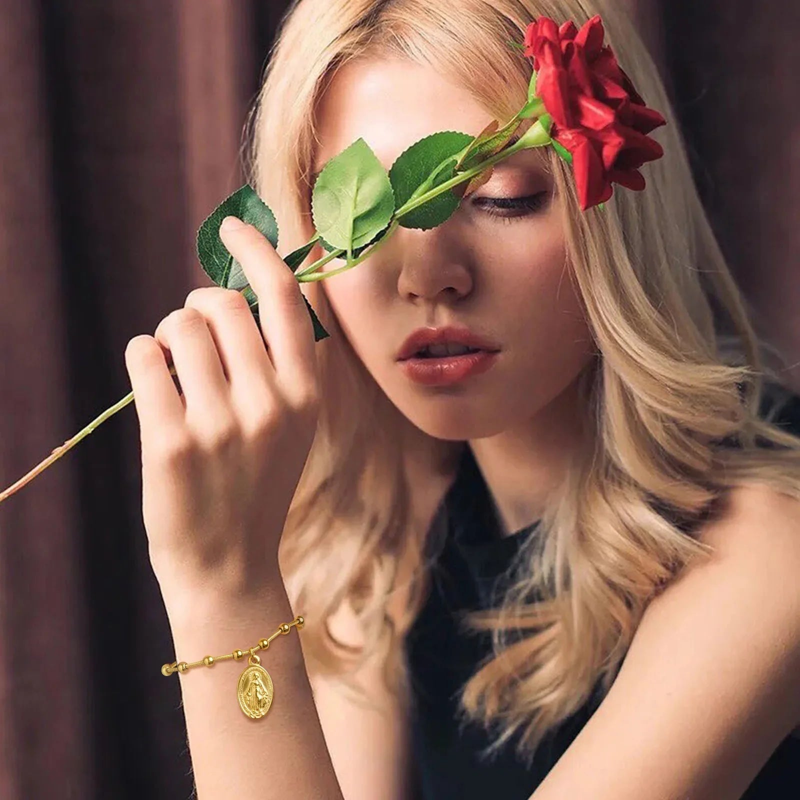 Armbånd Jomfru Maria Gourmet Kristent guld