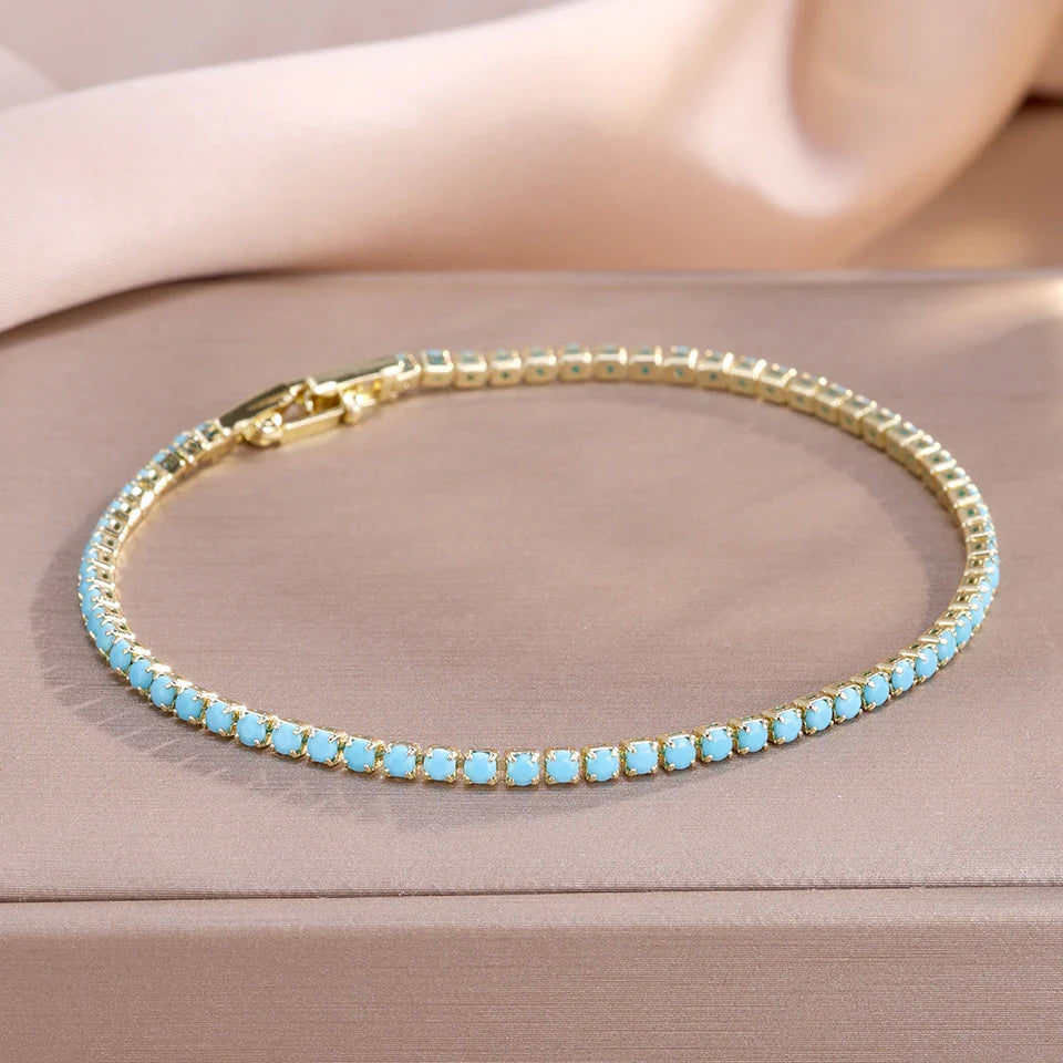 Set om 3 armband med fyrklöver i blå zirkon