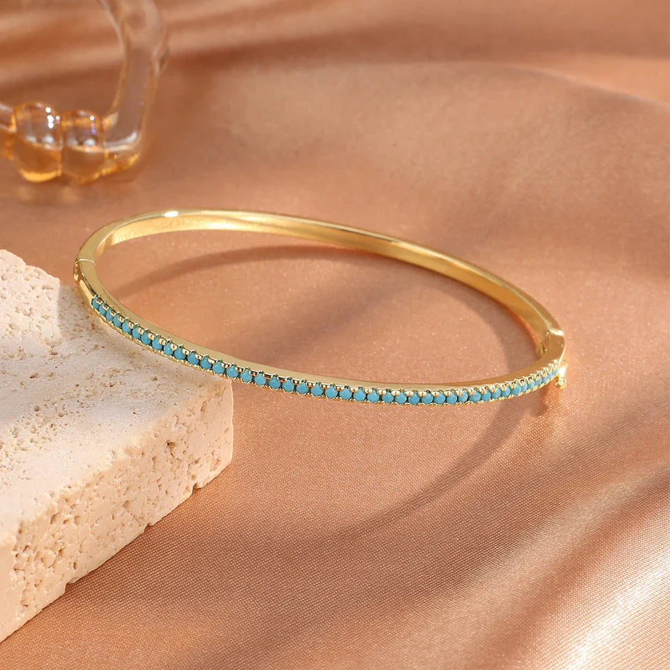 Set om 3 armband med fyrklöver i blå zirkon