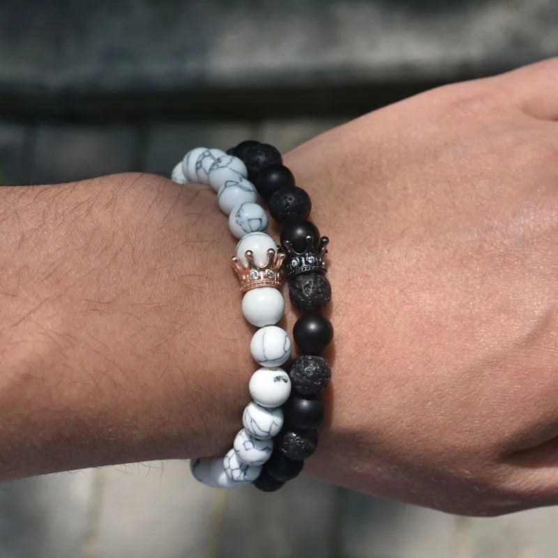 Bracelets pour Couples Gourmette Couronne Roi & Reine