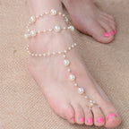 Fodkæde med hvide perler - Fodsmykke til kvinder