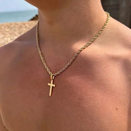 Kæde & Medaljon Kors Kvinde guld