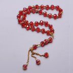 Elegantní muslimský růženec - islámský tasbih 33 červených korálků
