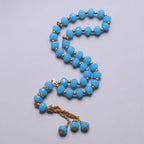 Elegantní muslimský růženec - islámský tasbih 33 tyrkysových korálků