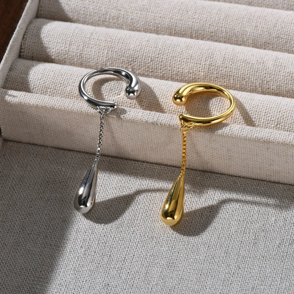 Clips d'Oreilles Créoles Fine Goutte d'Eau argent