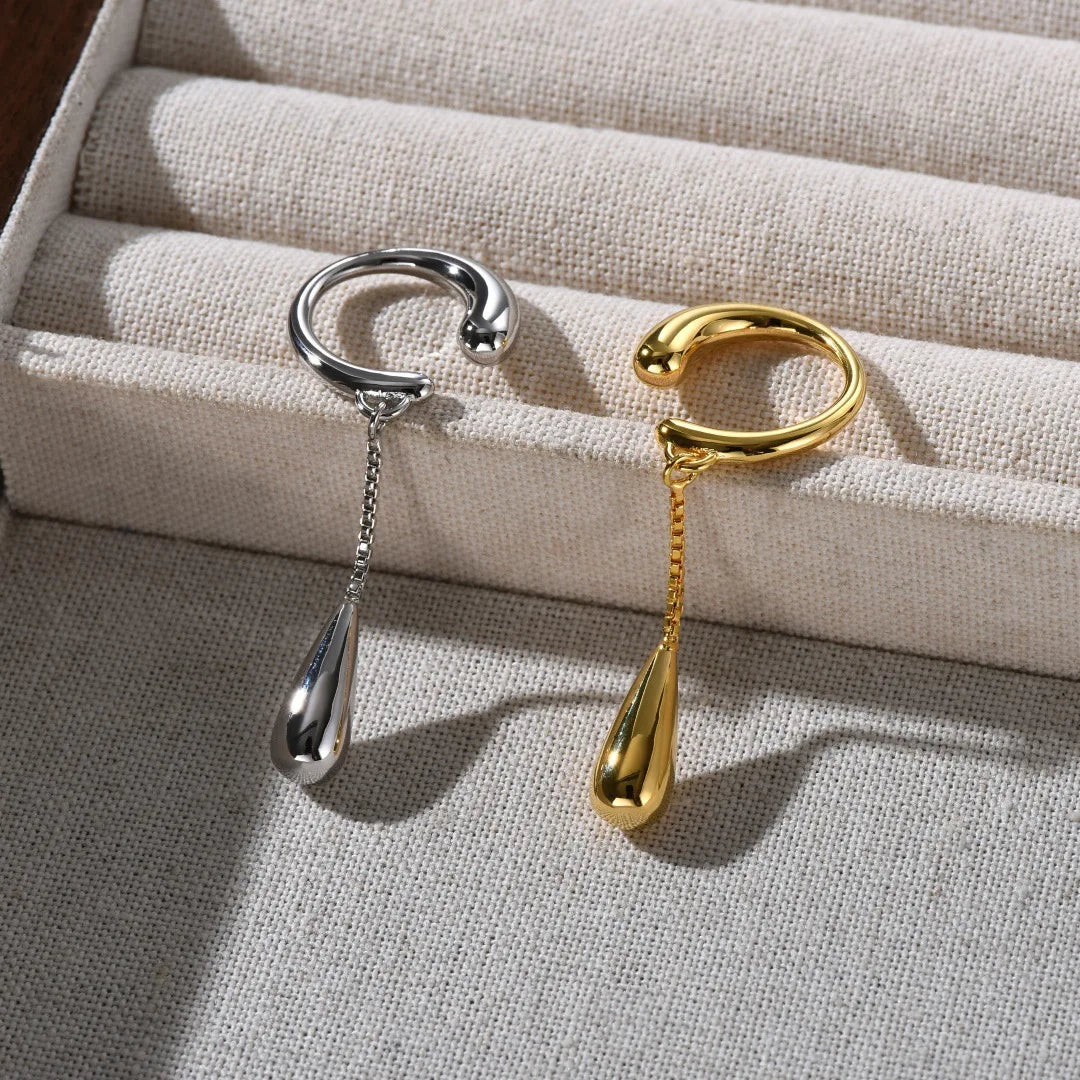 Fine dråpe sølv hoops øreklips