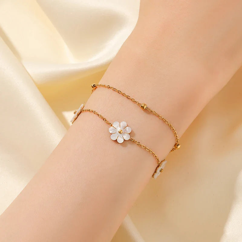 Sæt med 3 Smykker med Hvide Margueritter 