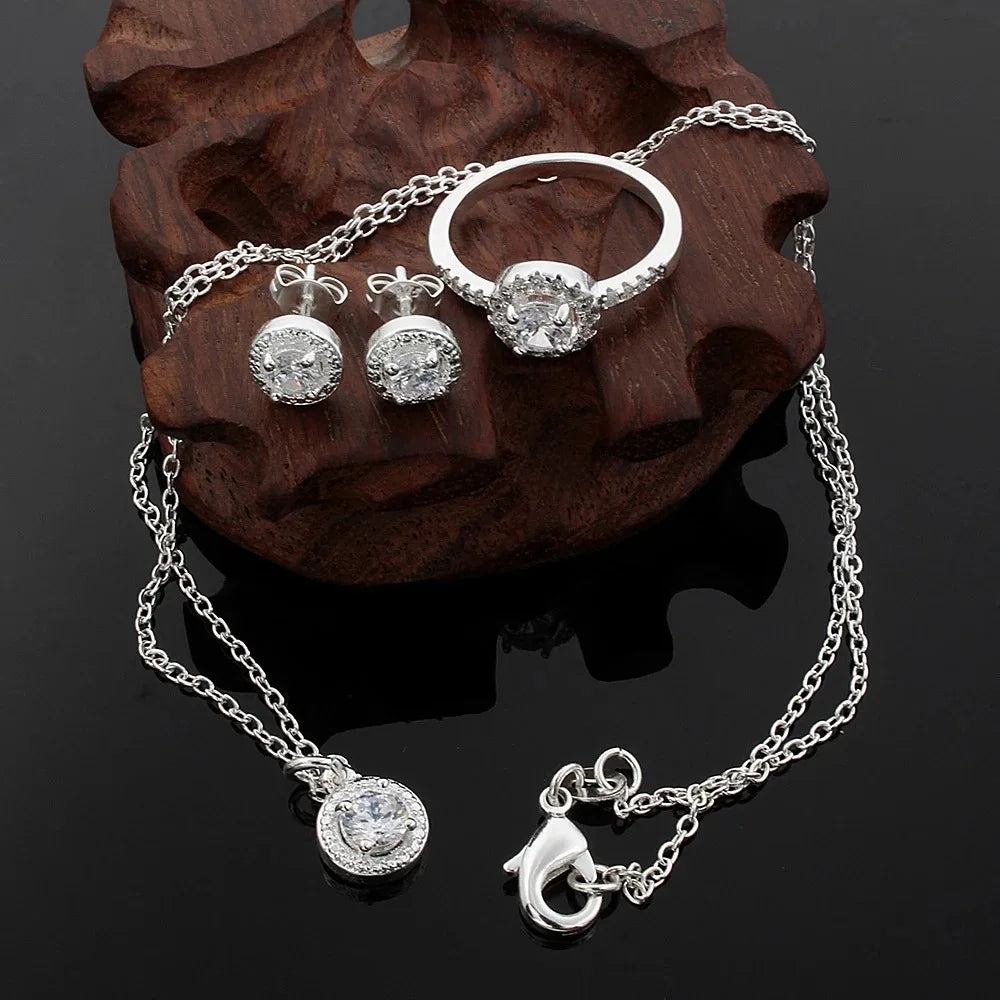 Coffret de 3 Bijoux Zircons Argent