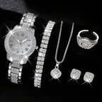 Sett med 5 smykker med strass 