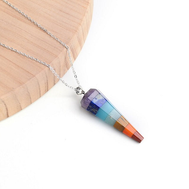 7 Chakra ekte stein halskjede
