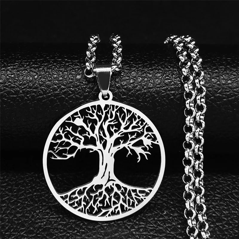 Collier Arbre de Vie Pendentif Acier Trempé homme