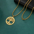 Livets tre armbånd med lenke i gullfarge