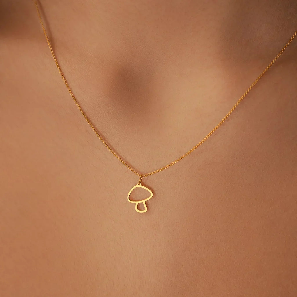 Collier avec Fin Pendentif Champignon or rose