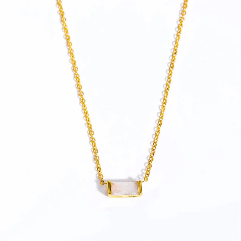 Collier avec Fin Pendentif Coloré Pierre de Naissance