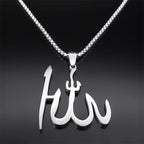Halsband med Allah-hänge arabisk islam muslim silver 50 cm