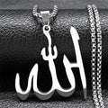 Halsband med Allah-hänge arabisk islam muslim silver 50 cm