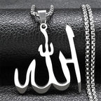 Halsband med Allah-hänge arabisk islam muslim silver 50 cm