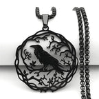 Collier avec Pendentif Arbre avec Oiseau noir
