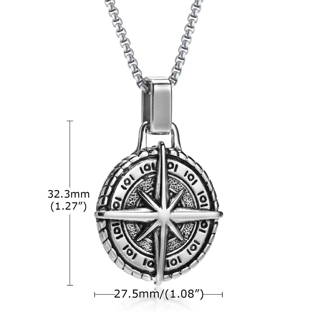 Collier avec Pendentif Boussole Rose des Vents pour Homme