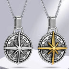 Náhrdelník s přívěskem kompas Růžice větrů pro muže zlatý