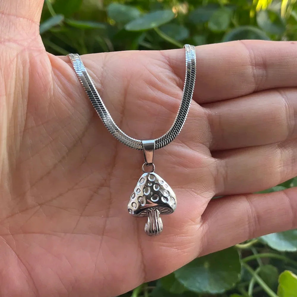 Collier avec Pendentif Champignon argent