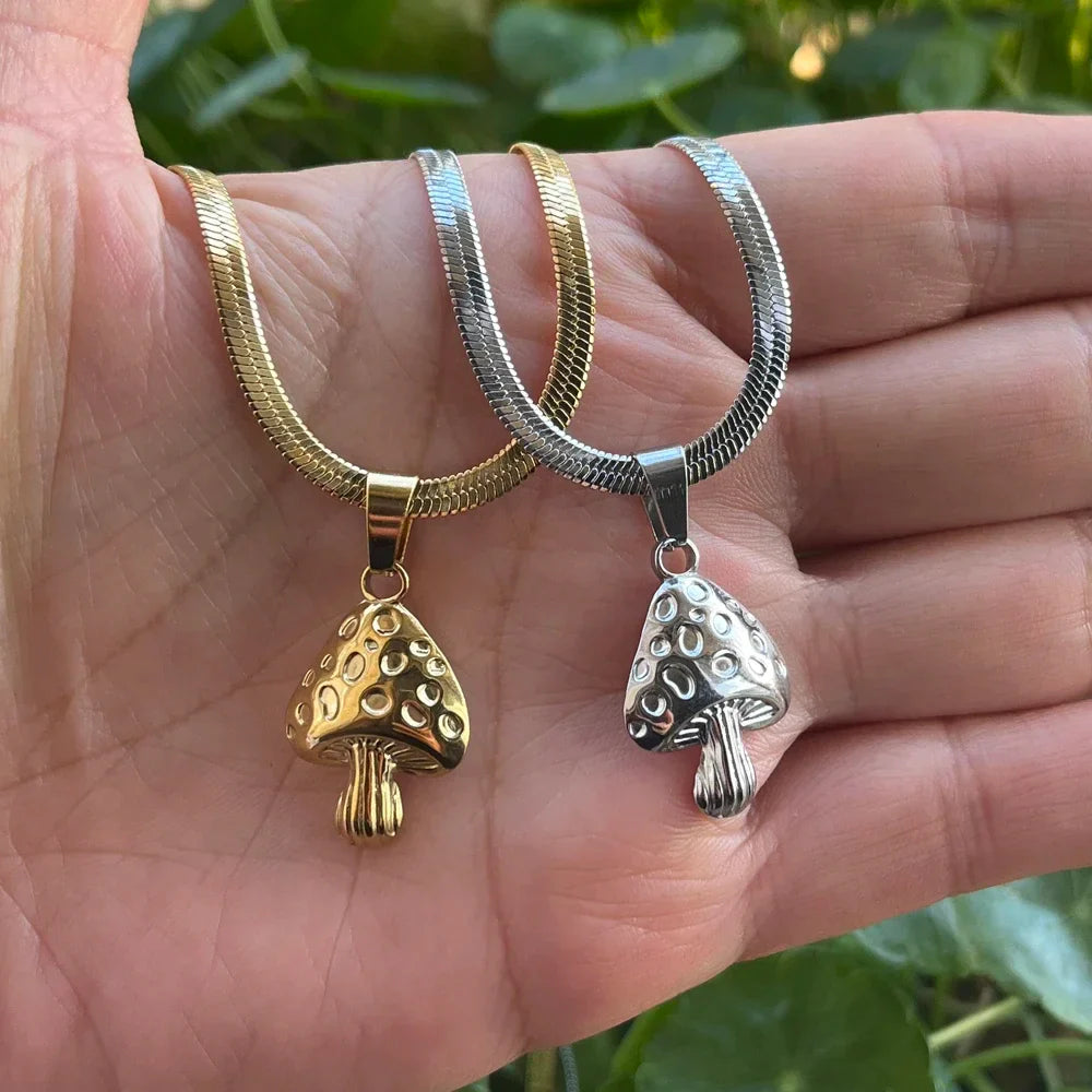 Collier avec Pendentif Champignon argent
