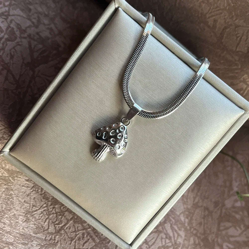 Collier avec Pendentif Champignon argent