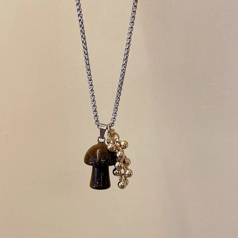 Collier avec Pendentif Champignon Automnale marron
