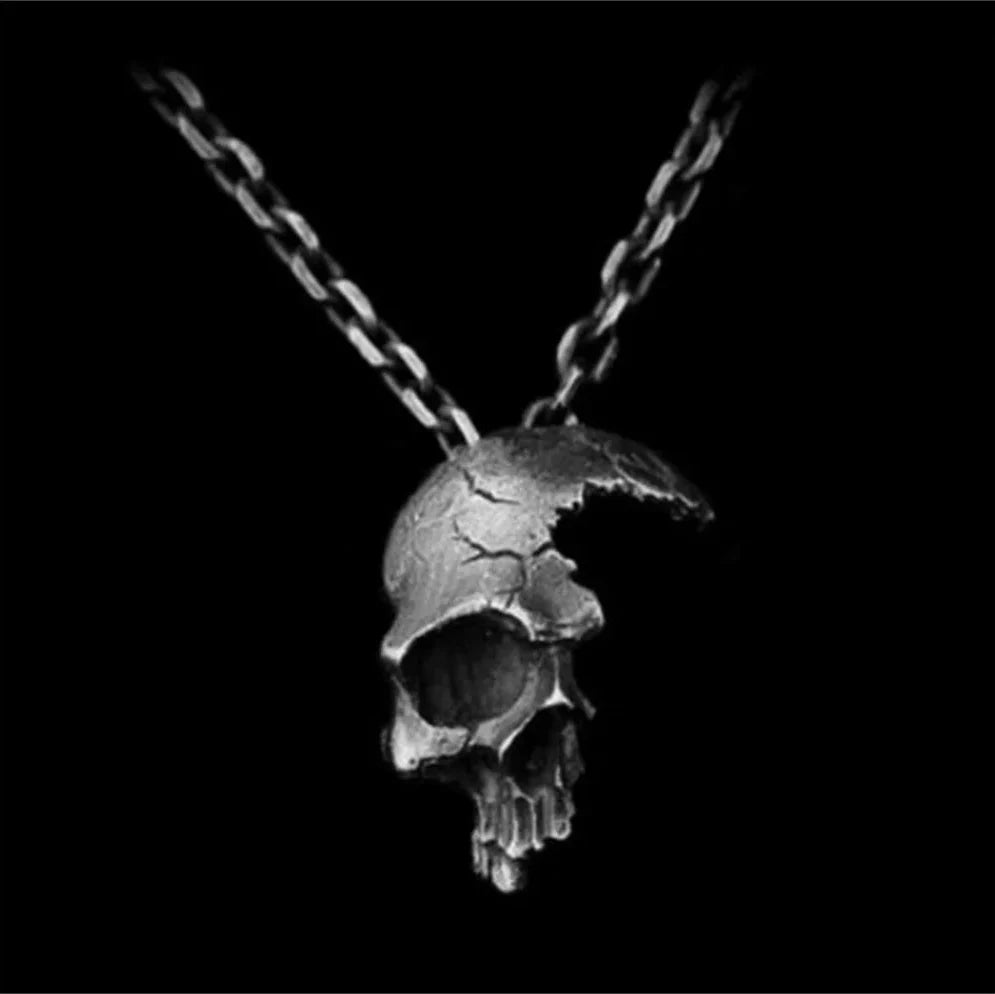 Collier avec Pendentif Crâne Tête de Mort argent
