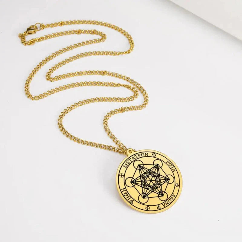 Náhrdelník s přívěskem Metatronův krychle zlatý