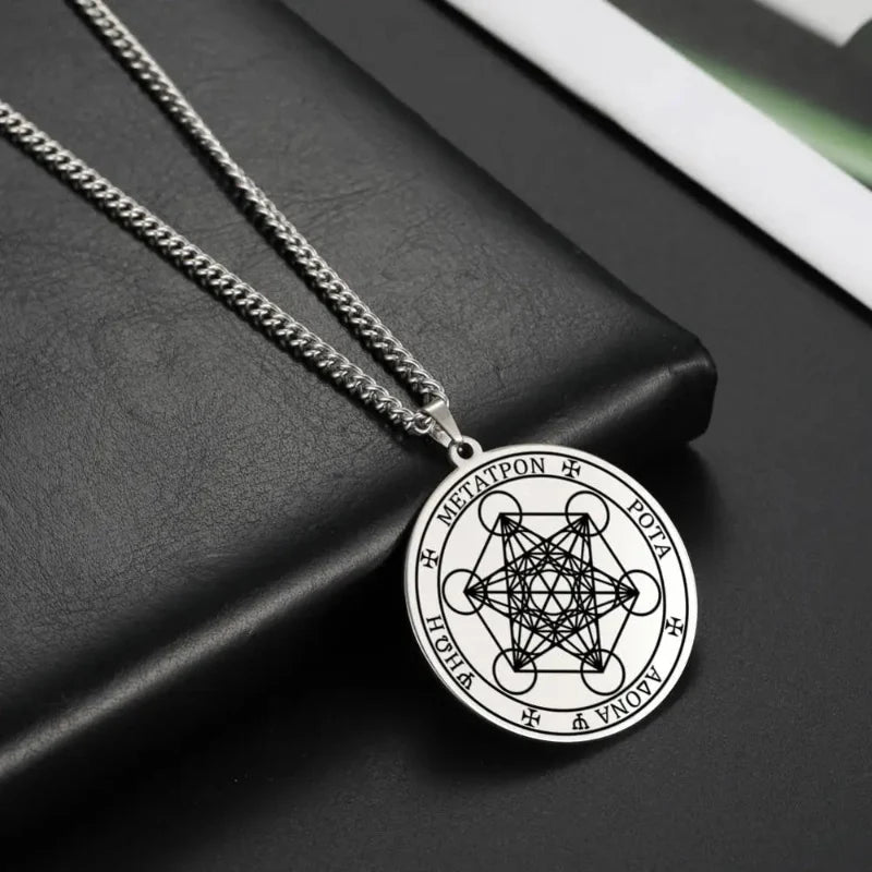 Collier avec Pendentif Cube Métatron argent