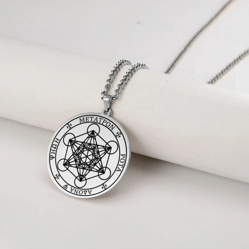 Collier avec Pendentif Cube Métatron argent