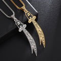 Halsband med hängsmycke av Imam Ali Zulfiqar arabisk islam muslim guld