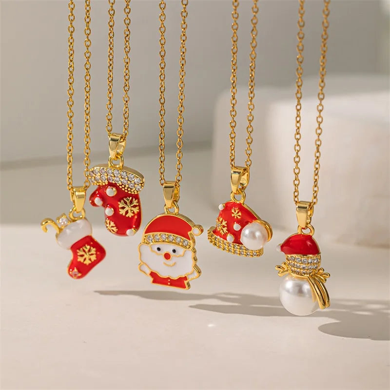 Náhrdelník s přívěskem vánoční sněhulák