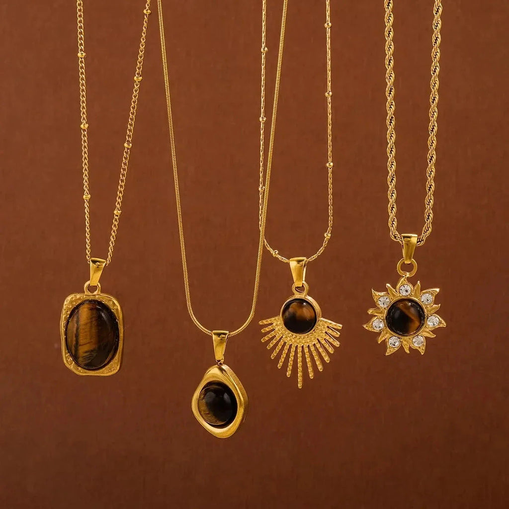 Collier avec Pendentif de Protection Oeil de Tigre pour Femme D