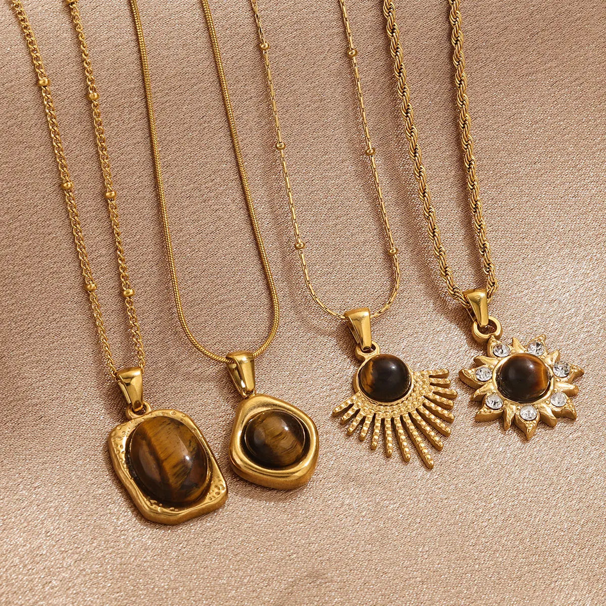 Halskæde med Beskyttende Tigerøje Vedhæng til Kvinder B