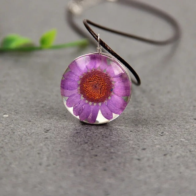 Halskæde med Vedhæng i Blæst Glas Livets Træ