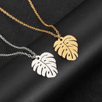 Halskæde med vedhæng af palmeblad i sølv