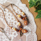 Collier avec Pendentif Gland en Bois Automnale