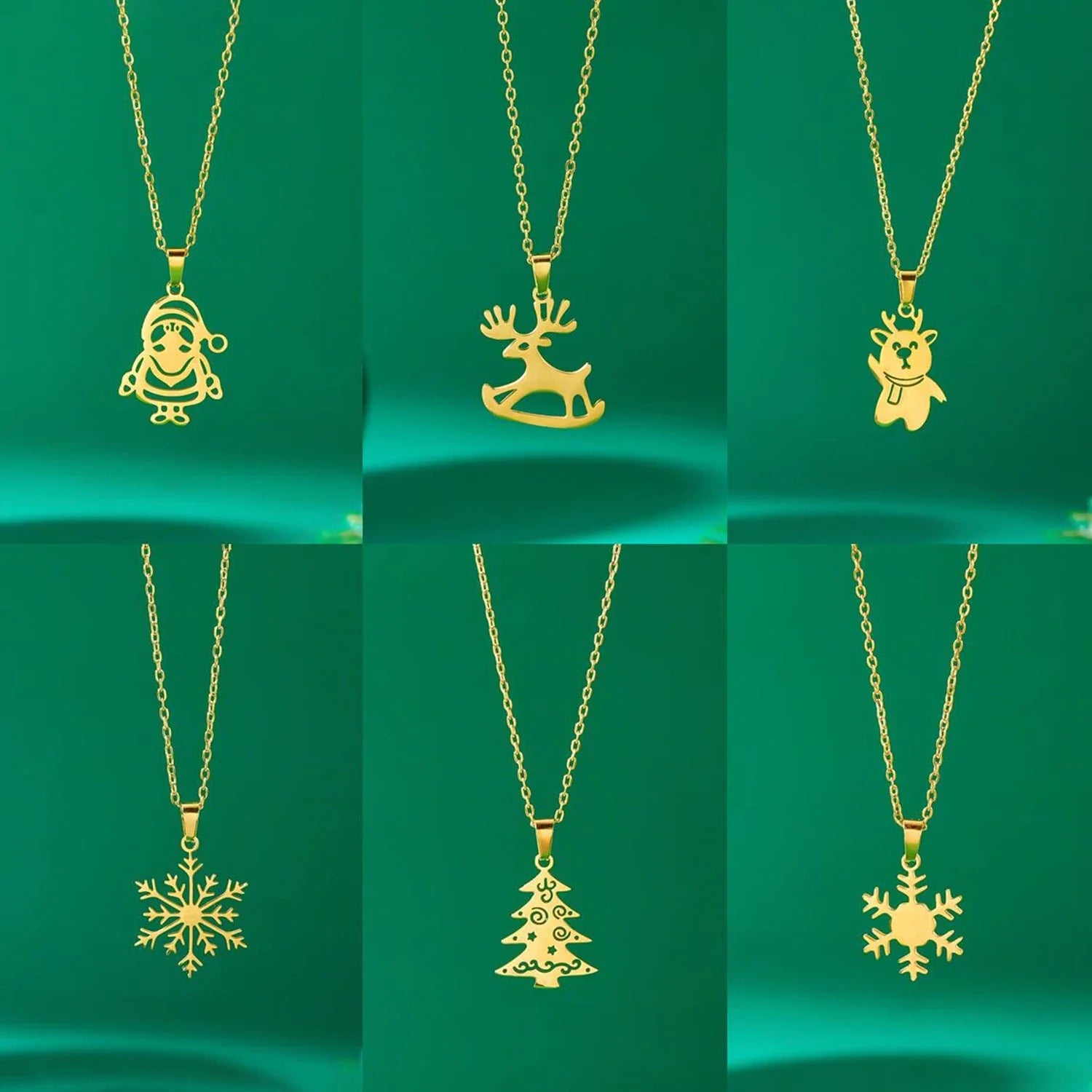 Collier avec Pendentif Hivernal Renne or