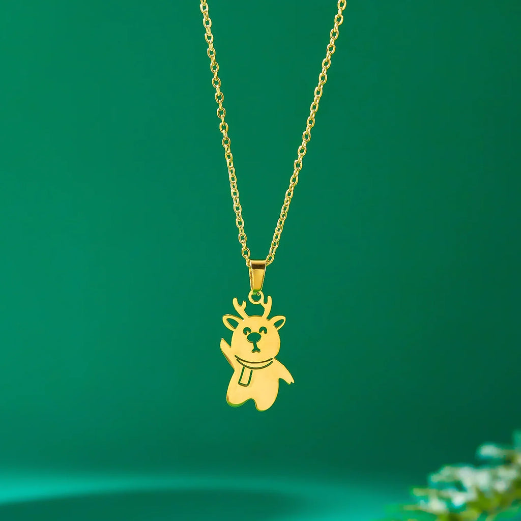 Halsband med vintersnögubbe guldhänge