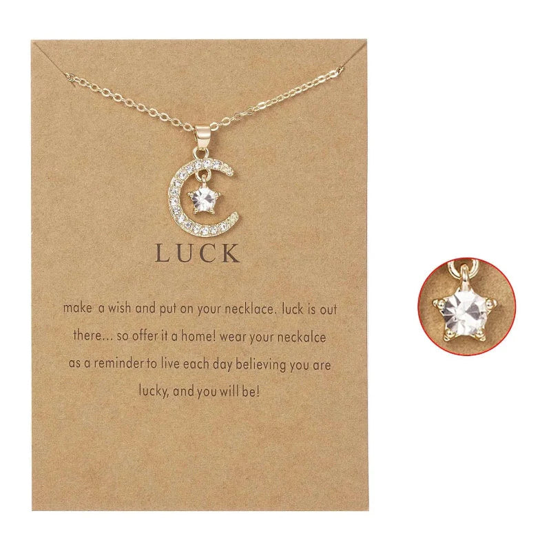 Collier avec Pendentif Lune en Strass Pierre de Naissance