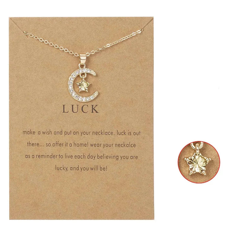 Collier avec Pendentif Lune en Strass Pierre de Naissance