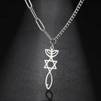 Halsband med messiansk Menorah- och Davidsstjärne-hänge i silver