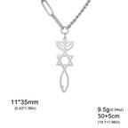 Halsband med messiansk Menorah- och Davidsstjärne-hänge i silver