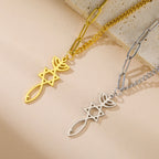 Halsband med messiansk Menorah- och Davidsstjärne-hänge i guld