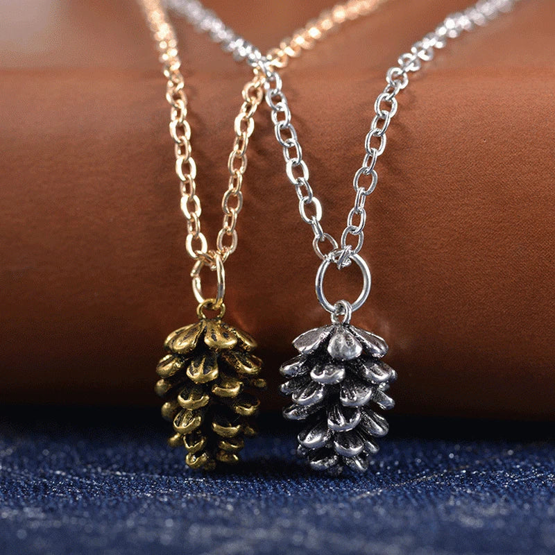 Collier avec Pendentif Pomme de Pin Femme argent